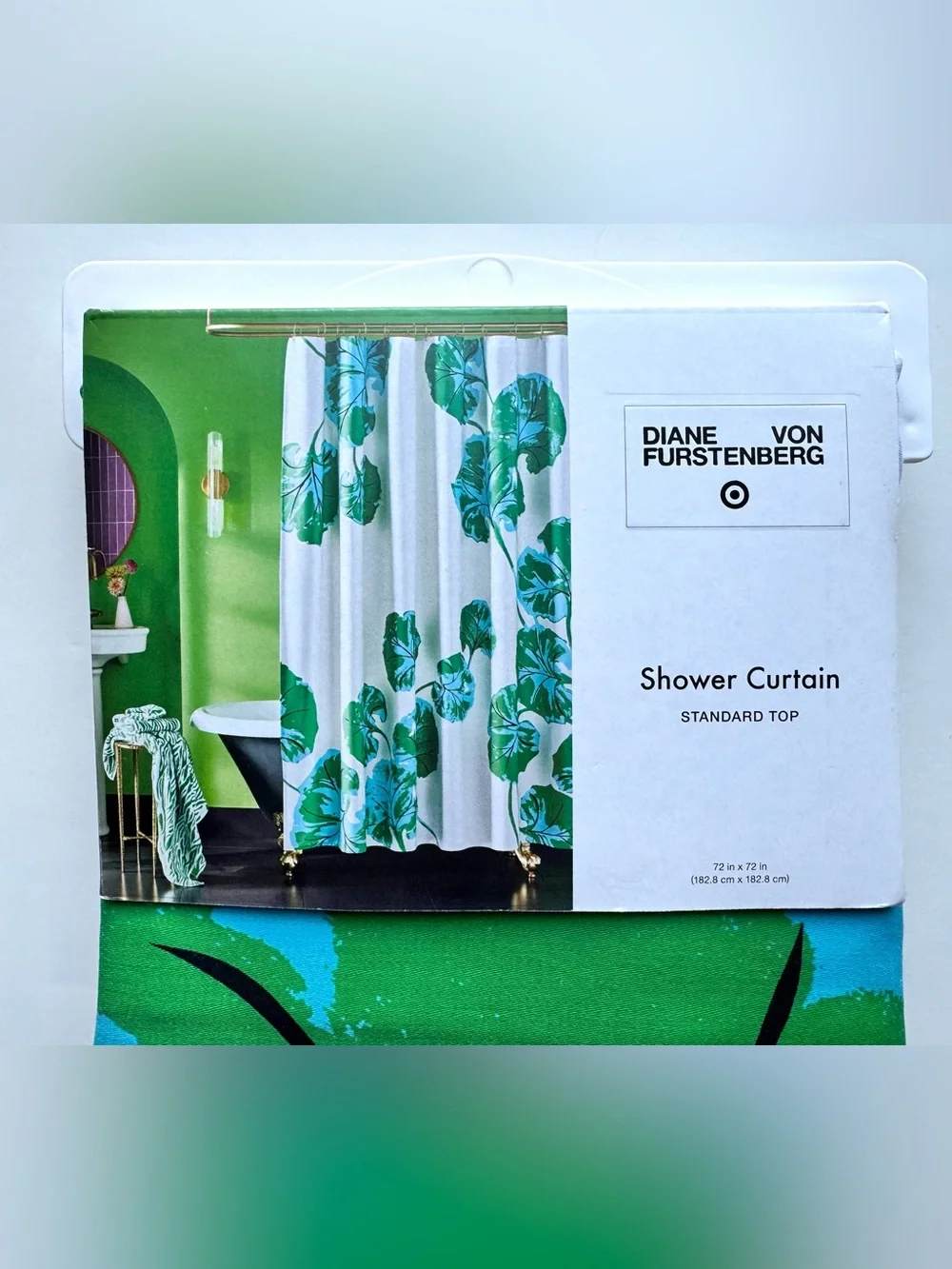 NWT Diane Von Furstenburg for Target Geranium Leaf Green Shower Curtain